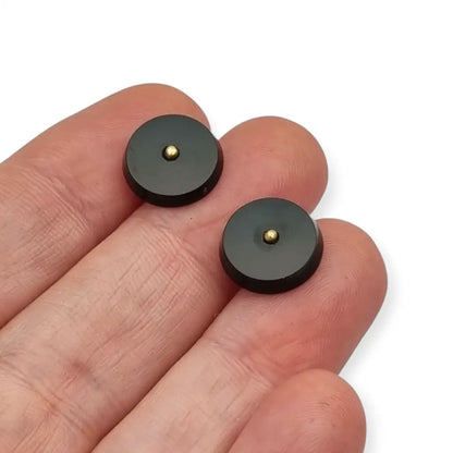 Gemelos antiguos en oro 18k y ónix negro • Joyería masculina vintage