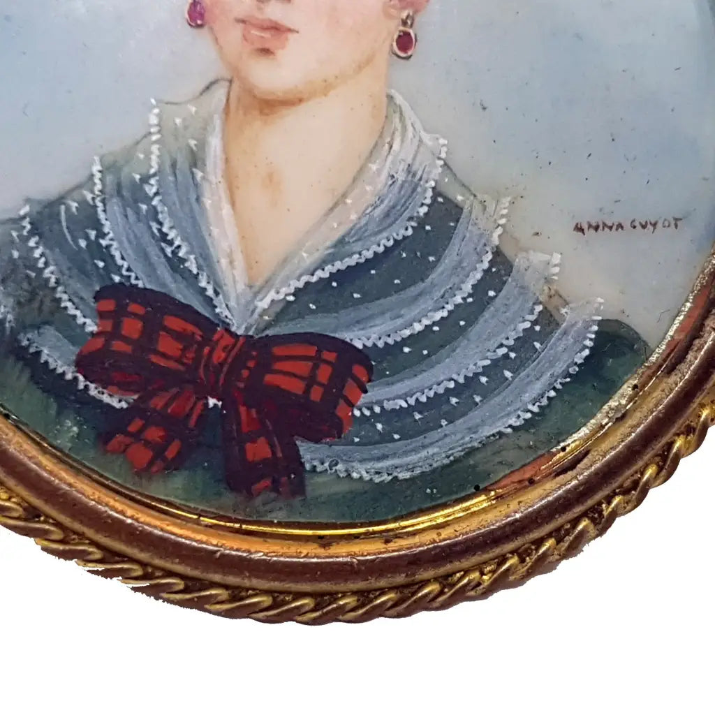 Broche de señora pintado a mano en miniatura victoriana camafeo