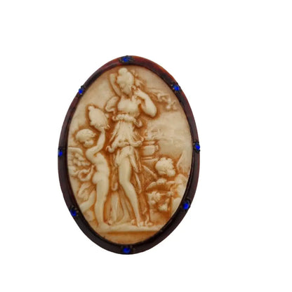 Broche de camafeo para mujer escena romana o griega vintage pin celuloide