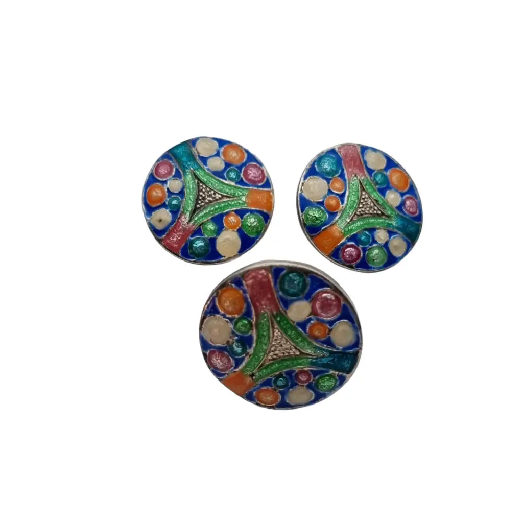 Conjunto de anillo y pendientes plata esmaltada