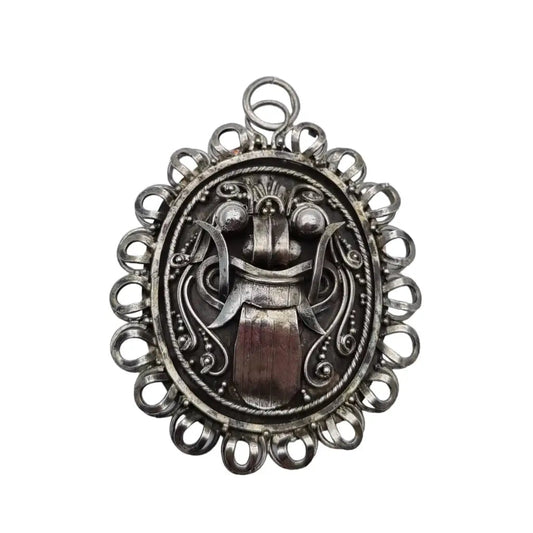 Amuleto cara deidad de plata 925 Colgante étnico para collar mujer o hombre.
