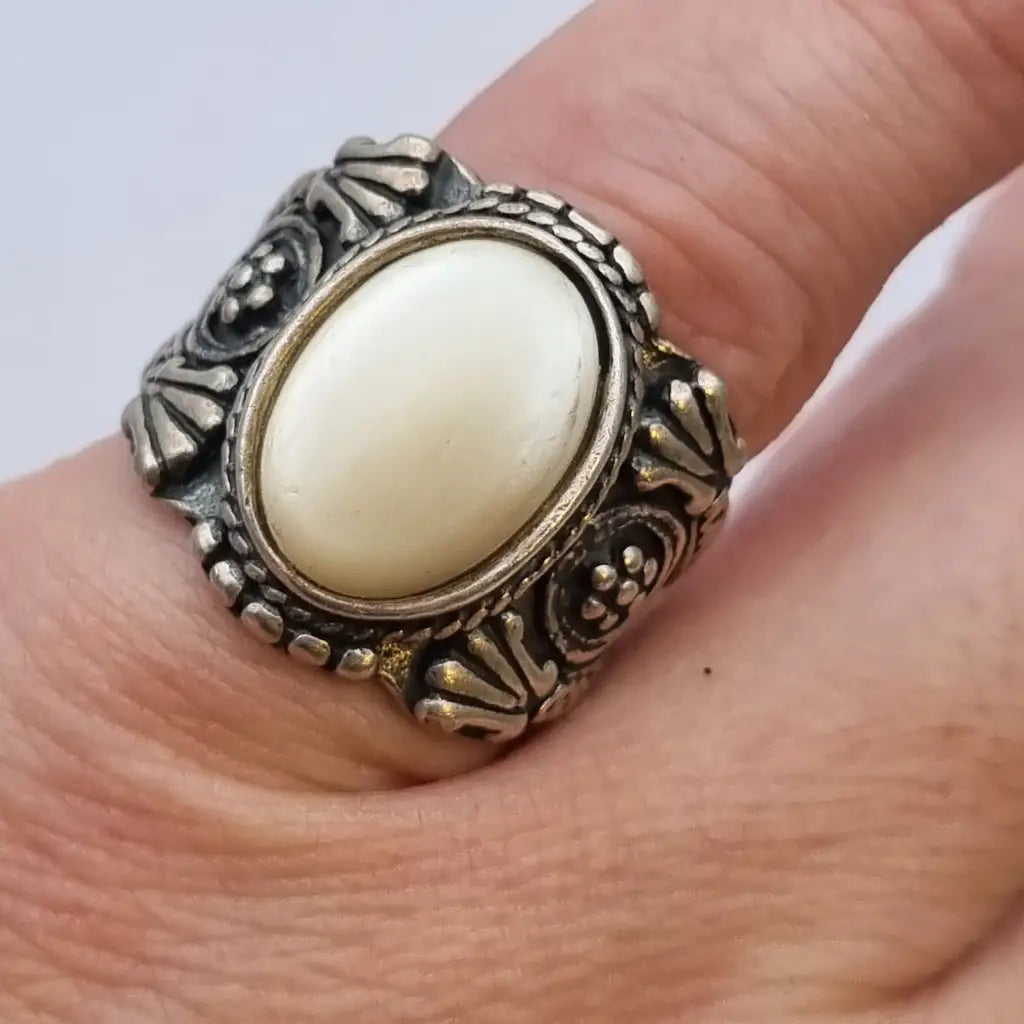 Anillo plata madre perla joyería anillo boho anillos vintage