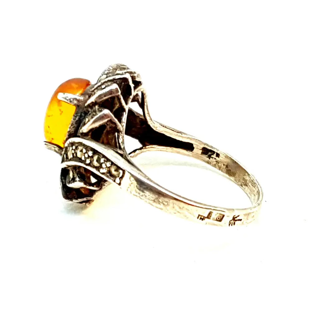 Anillo de plata art nouveau. Circa 1970. Talla 9 USA. Joyería antigua y vintage.