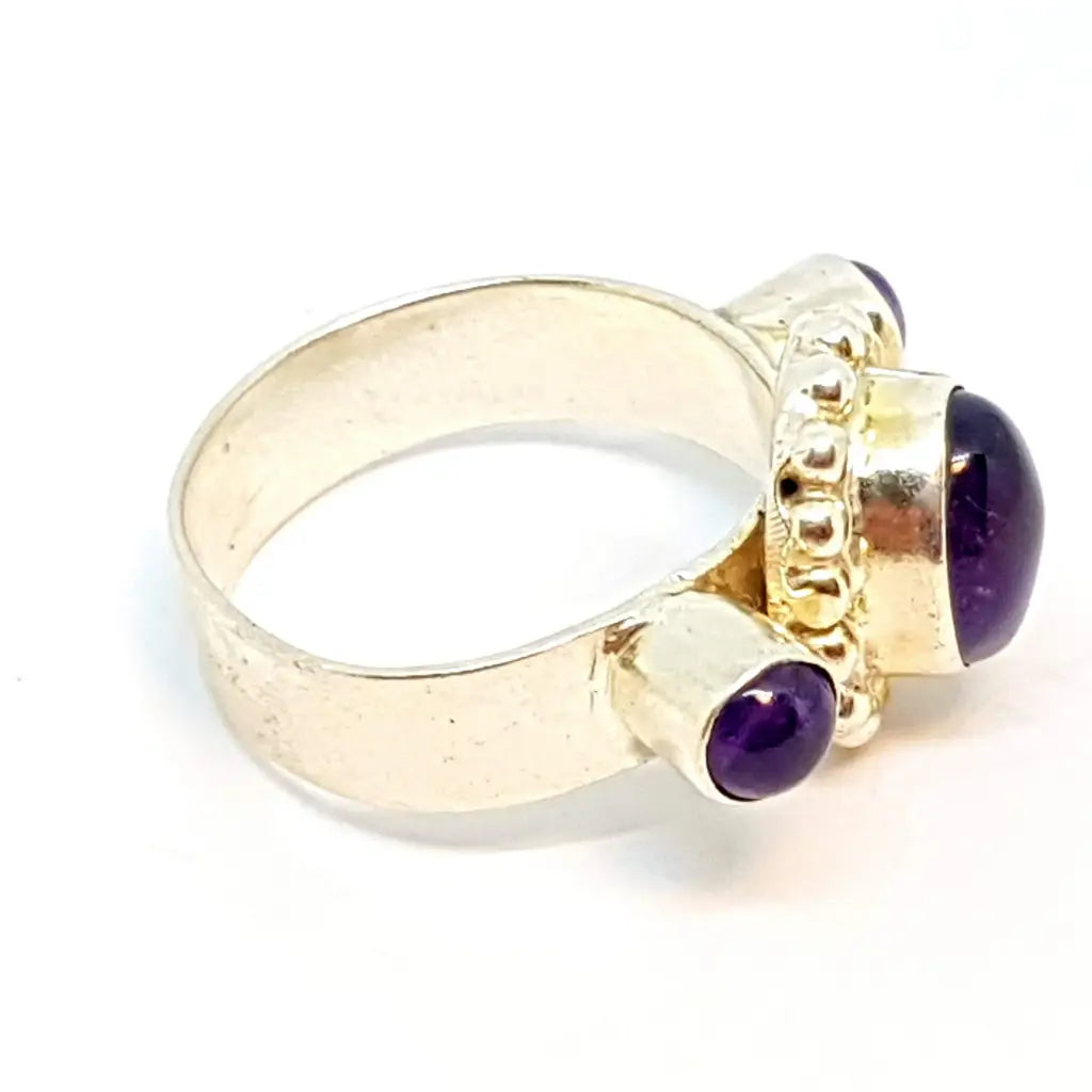 Anillo de plata boho amatista para mujer piedra morada anillo diferente regalos
