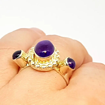 Anillo de plata boho amatista para mujer piedra morada anillo diferente regalos