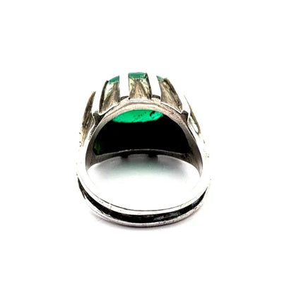 Anillo de plata vintage para mujer anillo piedra verde joyería boho regalos