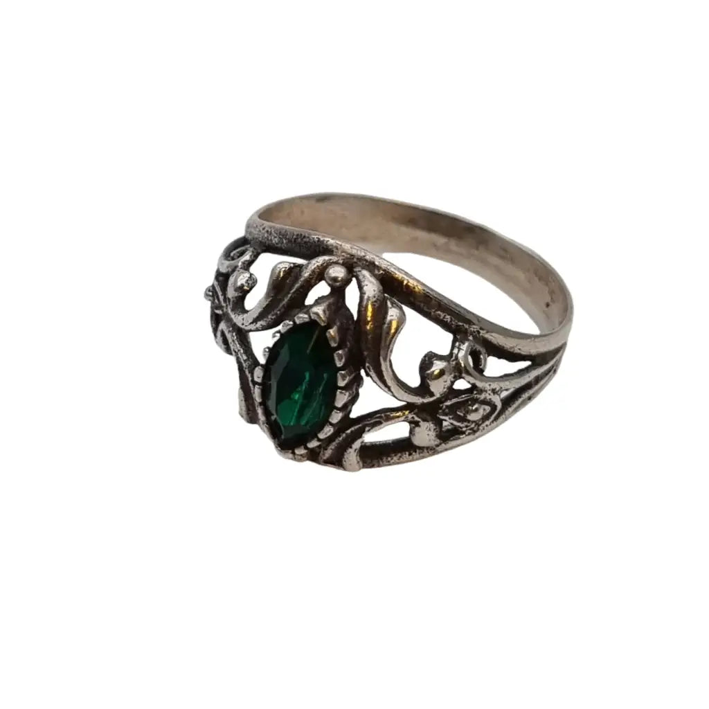 Anillo de plata victoriano anillo verde vintage anillos para mujer