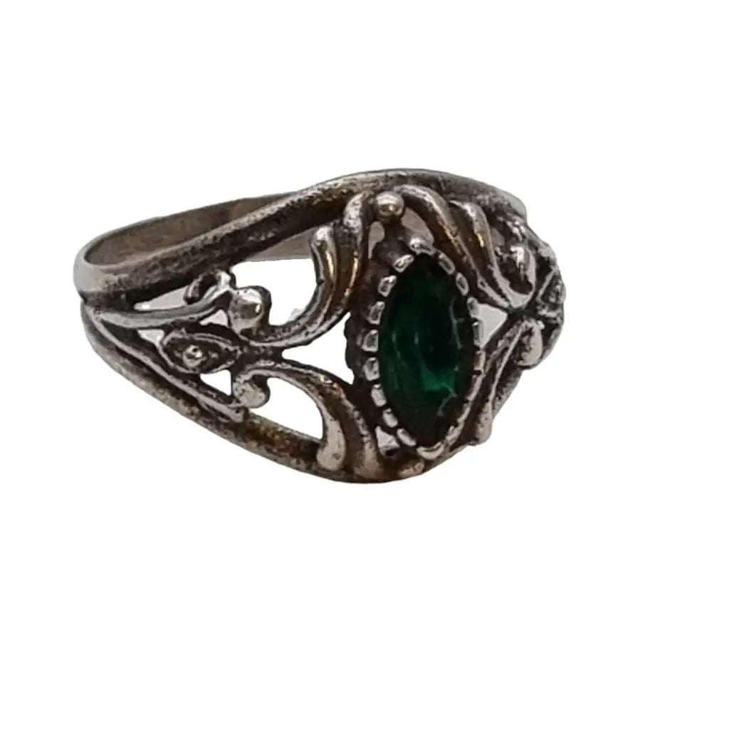 Anillo de plata victoriano anillo verde vintage anillos para mujer