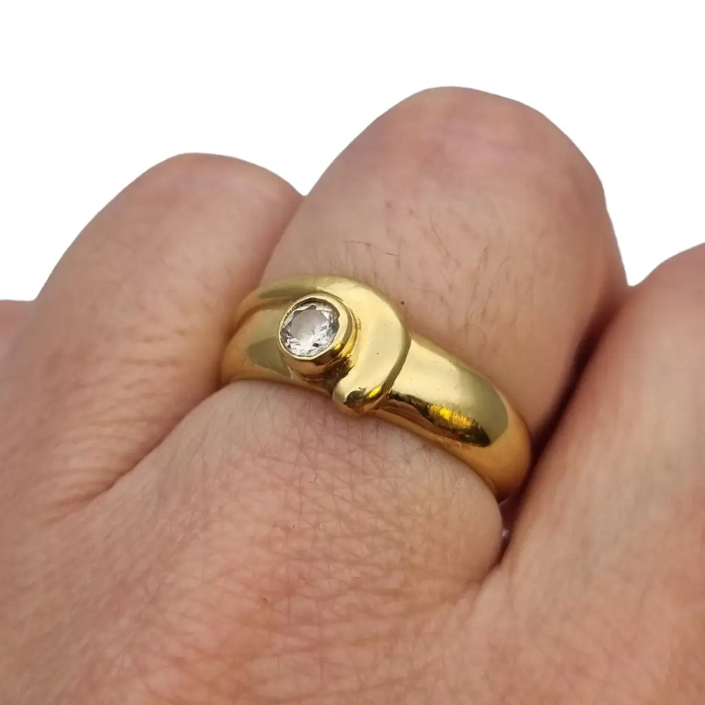 Solitario vintage de oro 18k y anillo topacio regalos boda Circa 1960