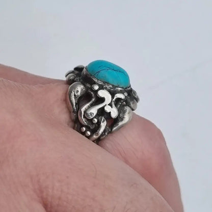 Anillo turquesa plata de ley vintage anillo azul mujer piedra