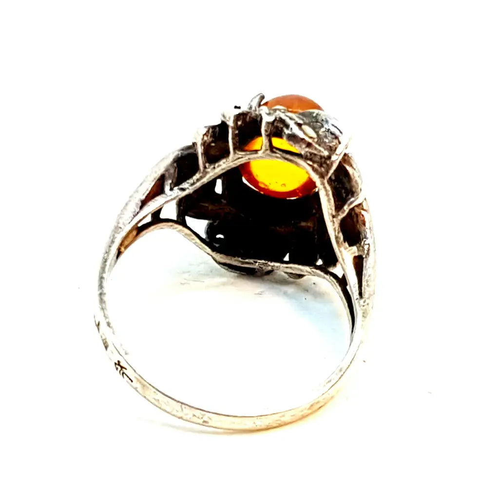 Anillo de plata art nouveau. Circa 1970. Talla 9 USA. Joyería antigua y vintage.