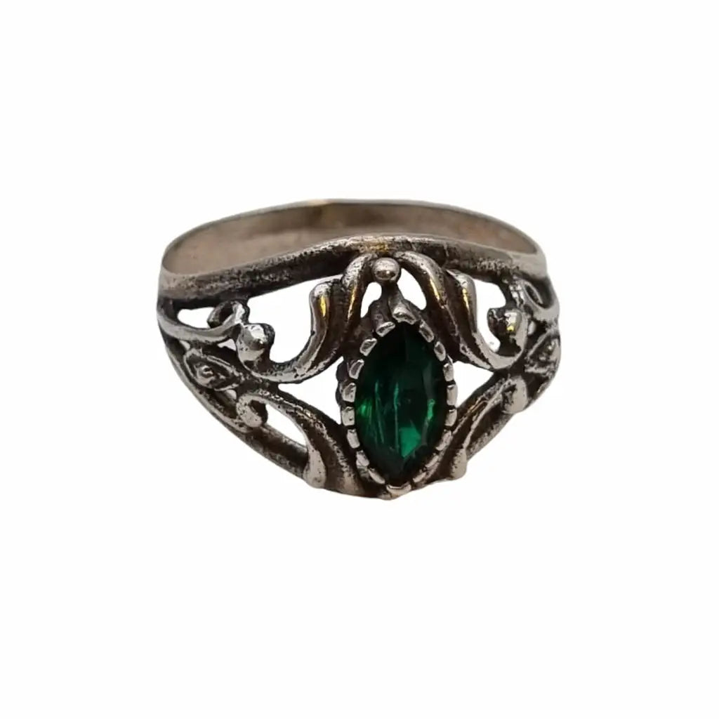 Anillo de plata victoriano anillo verde vintage anillos para mujer