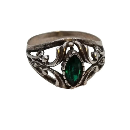 Anillo de plata victoriano anillo verde vintage anillos para mujer