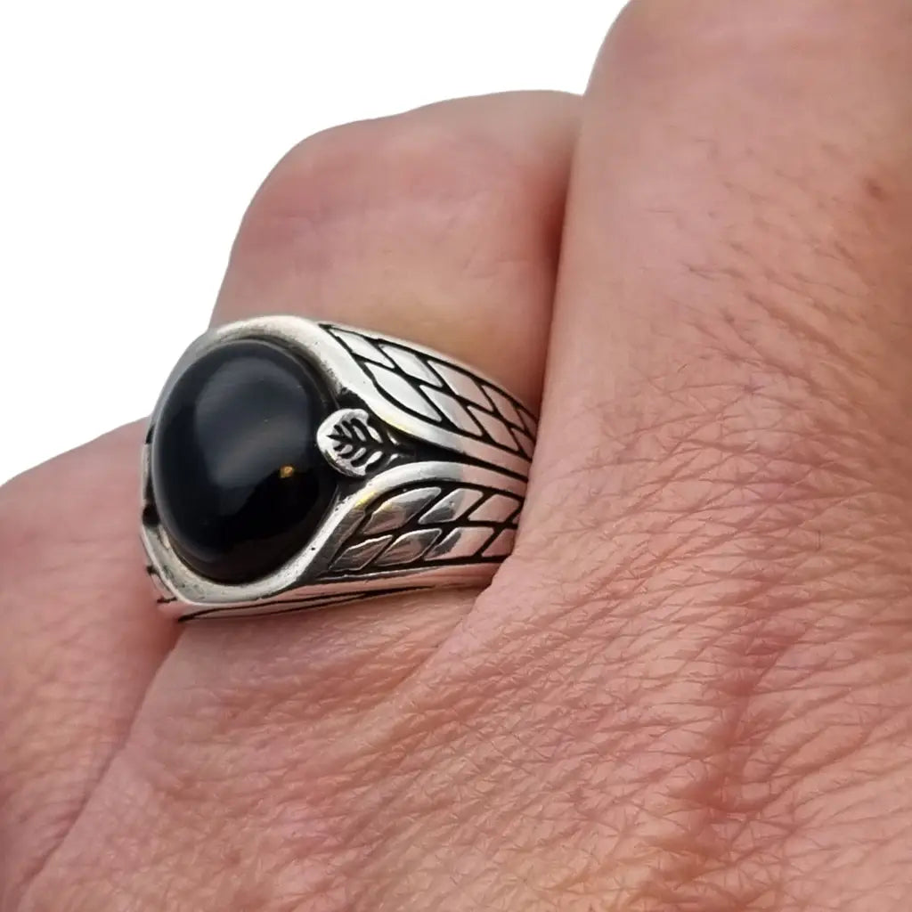 Anillo vintage mujer onix anillo negro plata de ley regalos originales