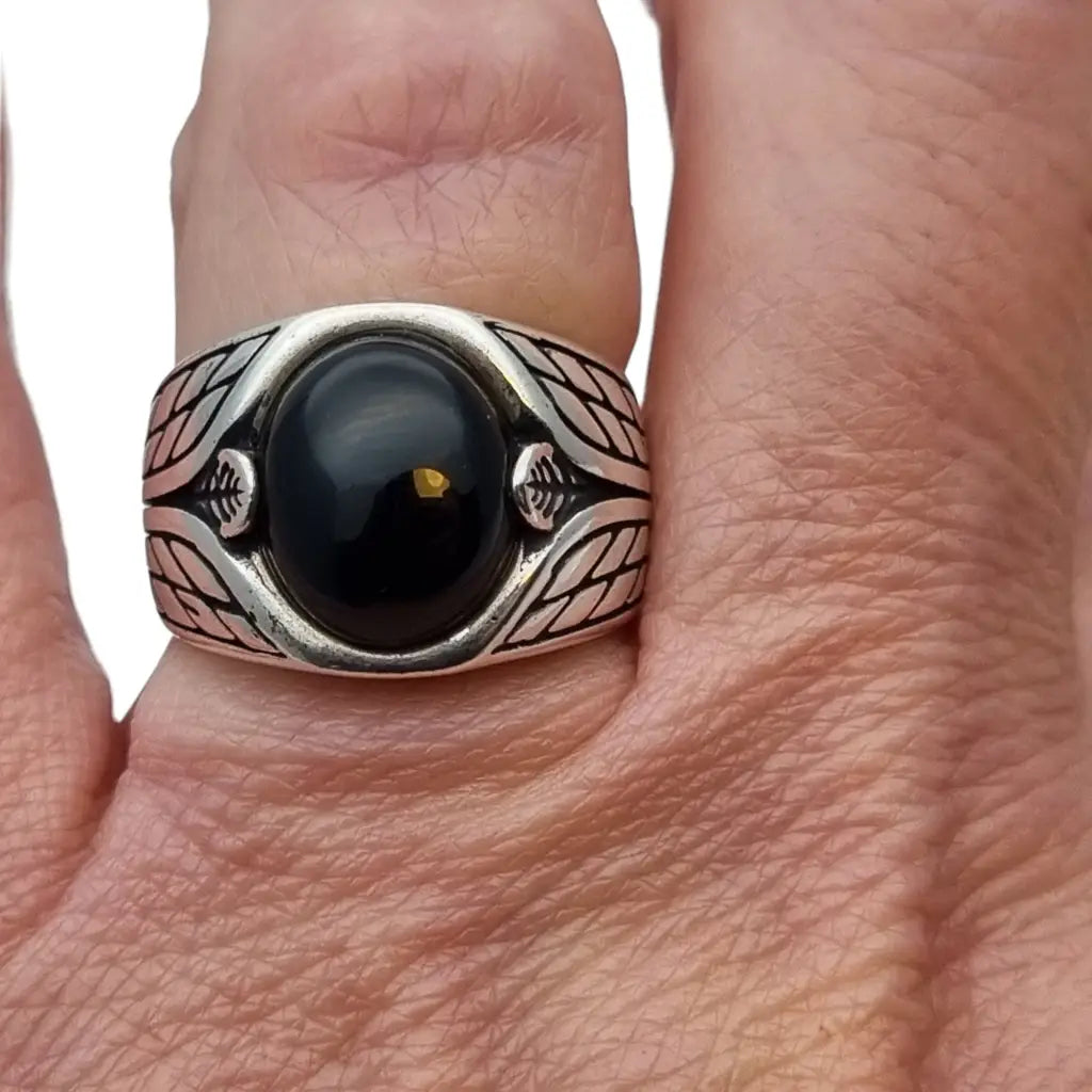 Anillo vintage mujer onix anillo negro plata de ley regalos originales