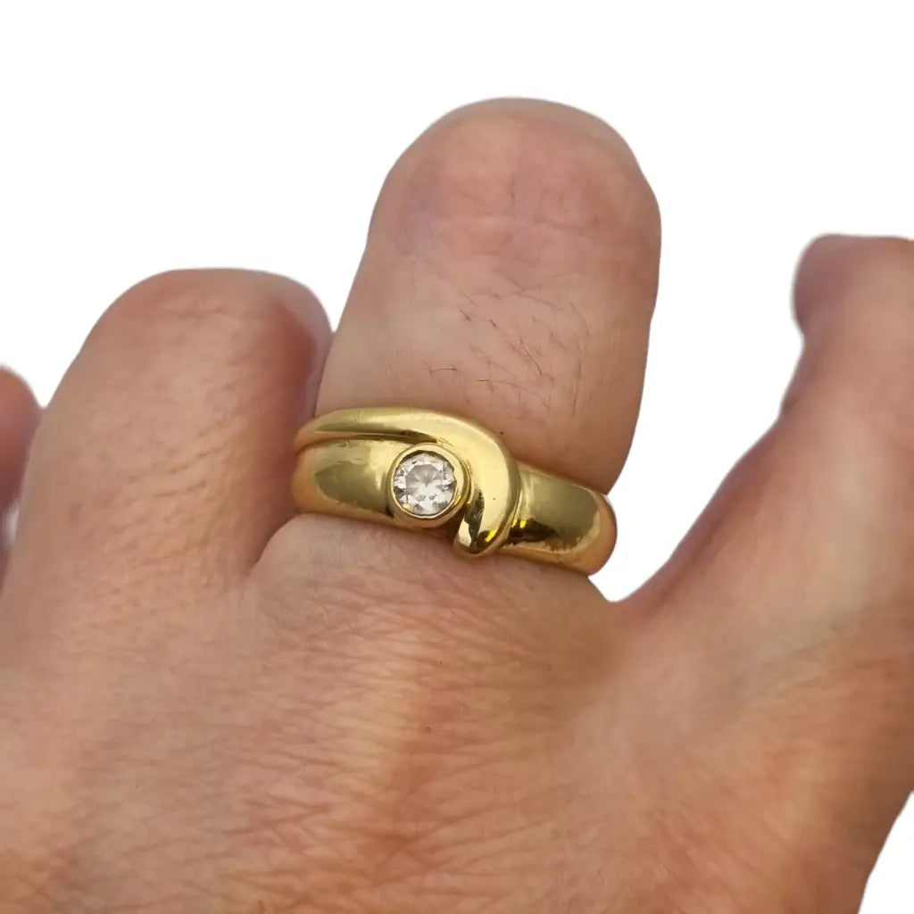 Solitario vintage de oro 18k y anillo topacio regalos boda Circa 1960