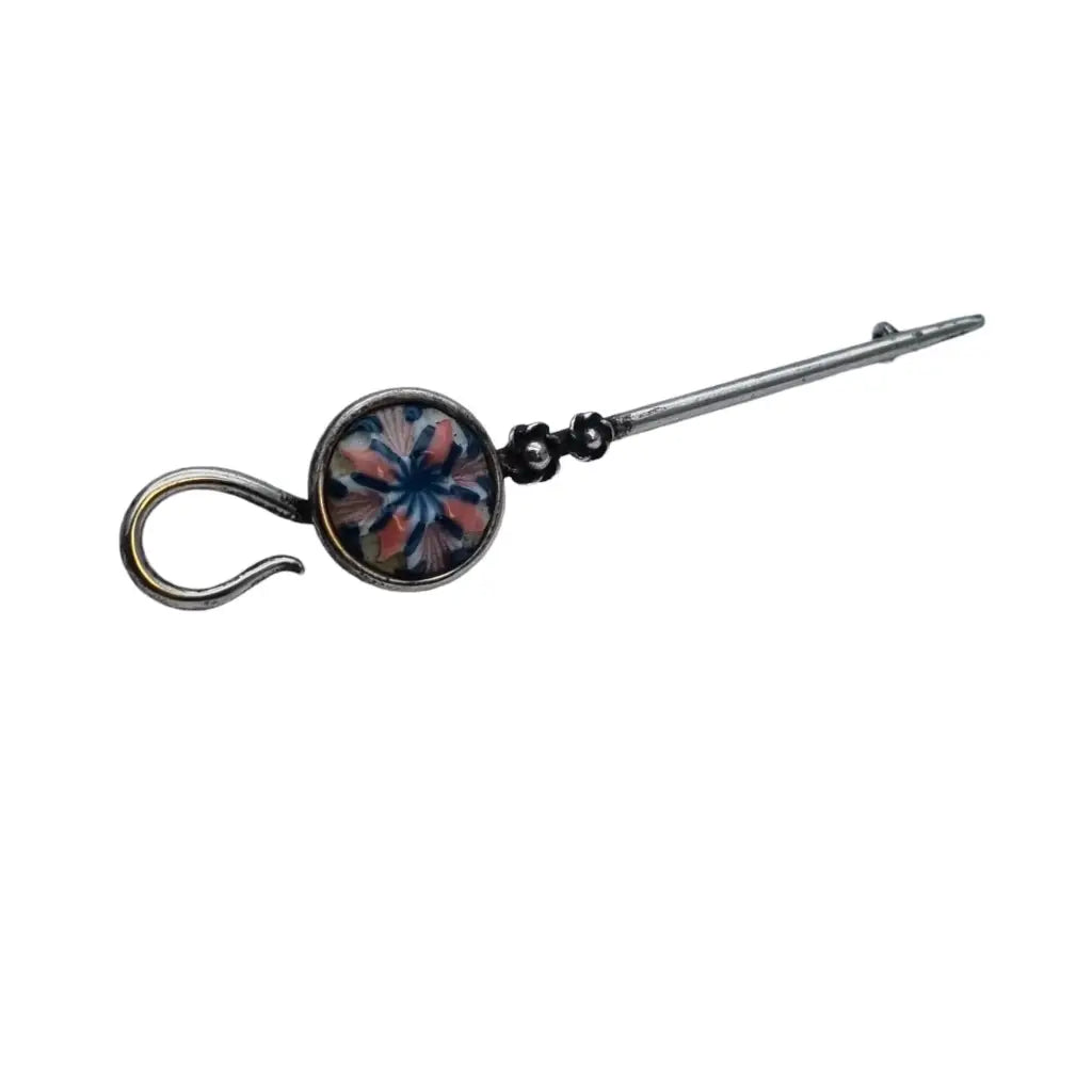 Broche de plata y esmalte vintage para mujer alfiler bufanda regalos