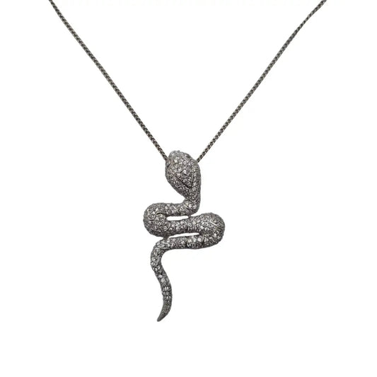 Colgante serpiente plata colgante brillante collar circón joyería
