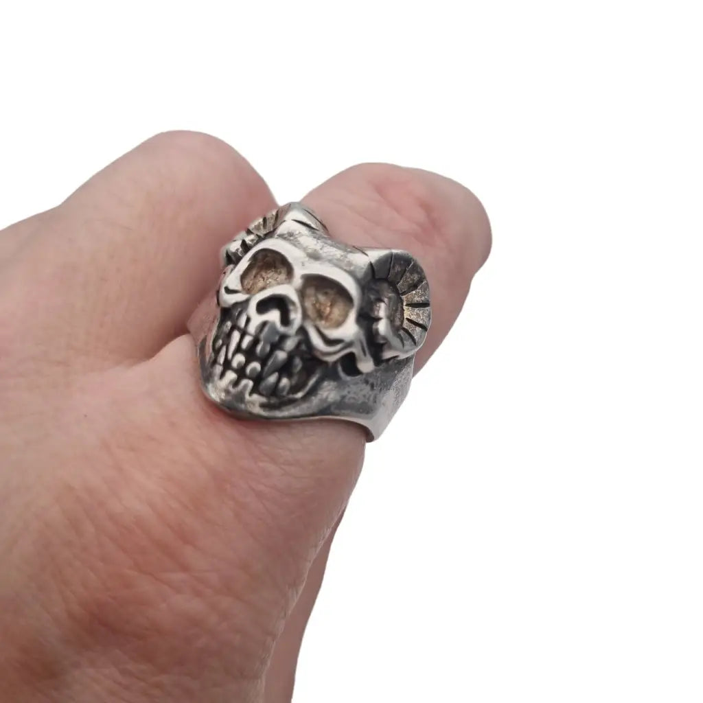 Anillo de calavera plata ley para hombre anillo cuerno