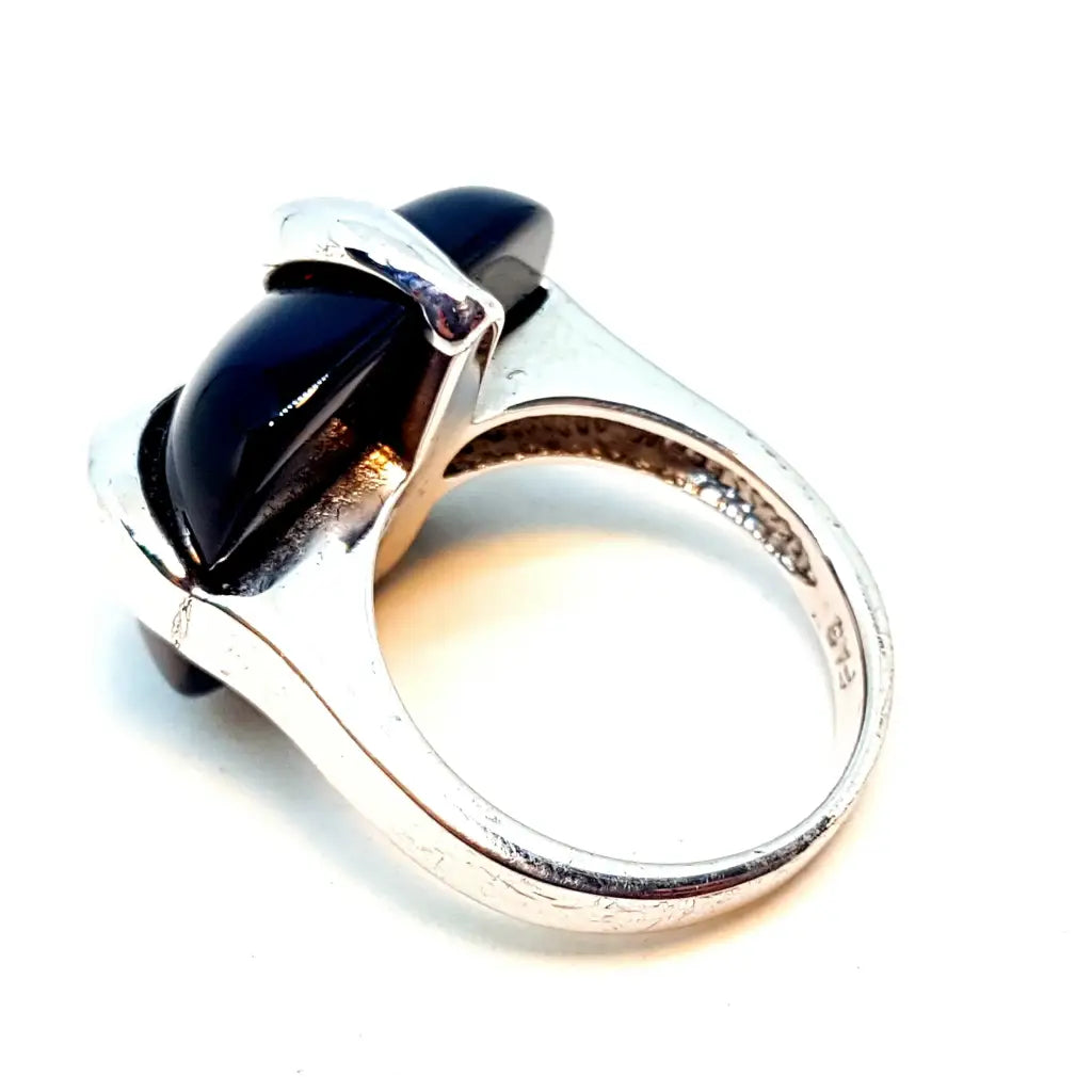 Anillo de ónix mujer vintage anillo negro anillos para plata