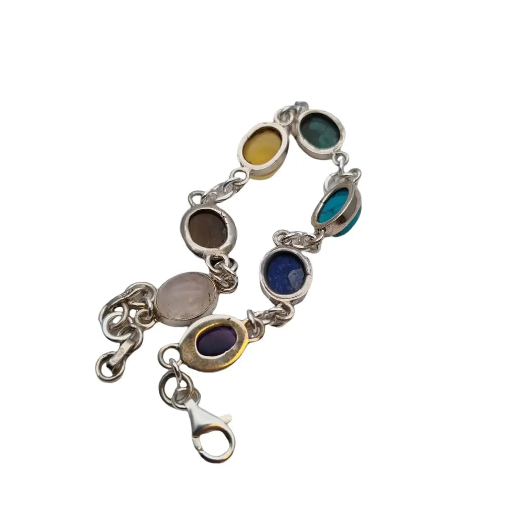 Pulsera de chakras plata con piedras naturales para mujer estilo boho Circa