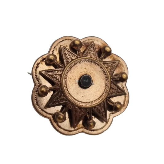 Broche redondo vintage francés victoriano de estrella para mujer botón oro