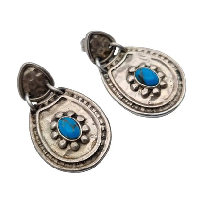 Pendientes azules para mujer plata de ley 925 azul turquesa estilo Boho regalos