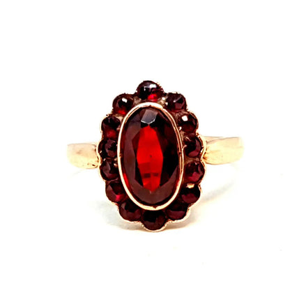 Anillo de granate rojo oro anillo 8k vintage compromiso