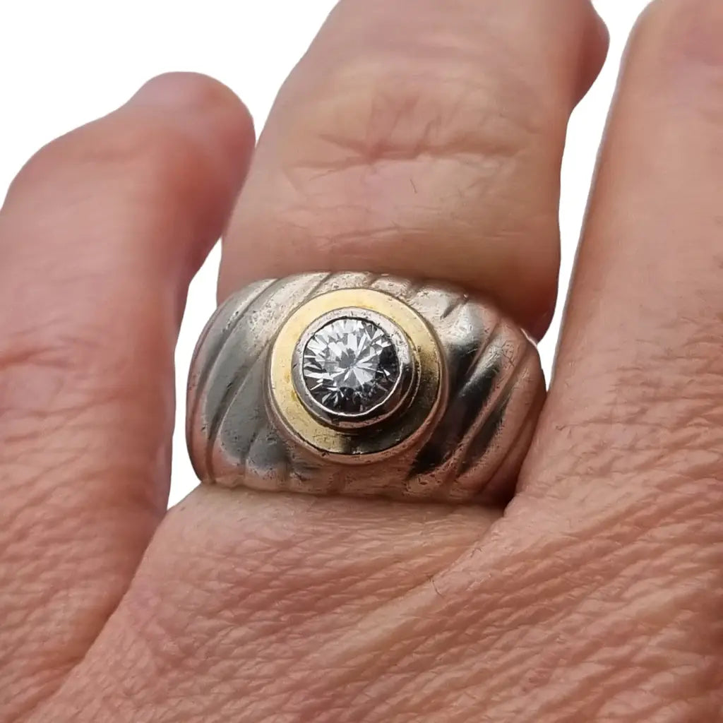 Anillo de plata para mujer circón blanco mamá anillo diseño con vistas