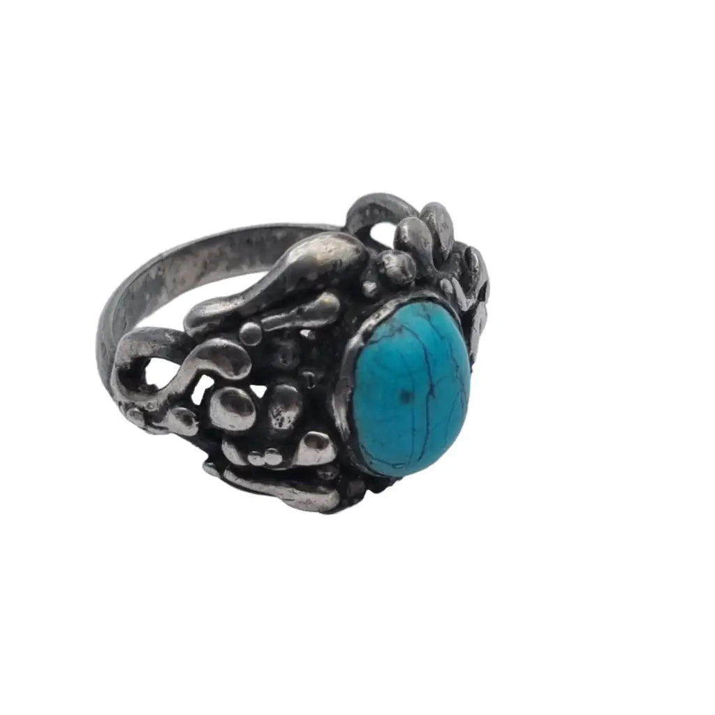 Anillo turquesa plata de ley vintage anillo azul mujer piedra