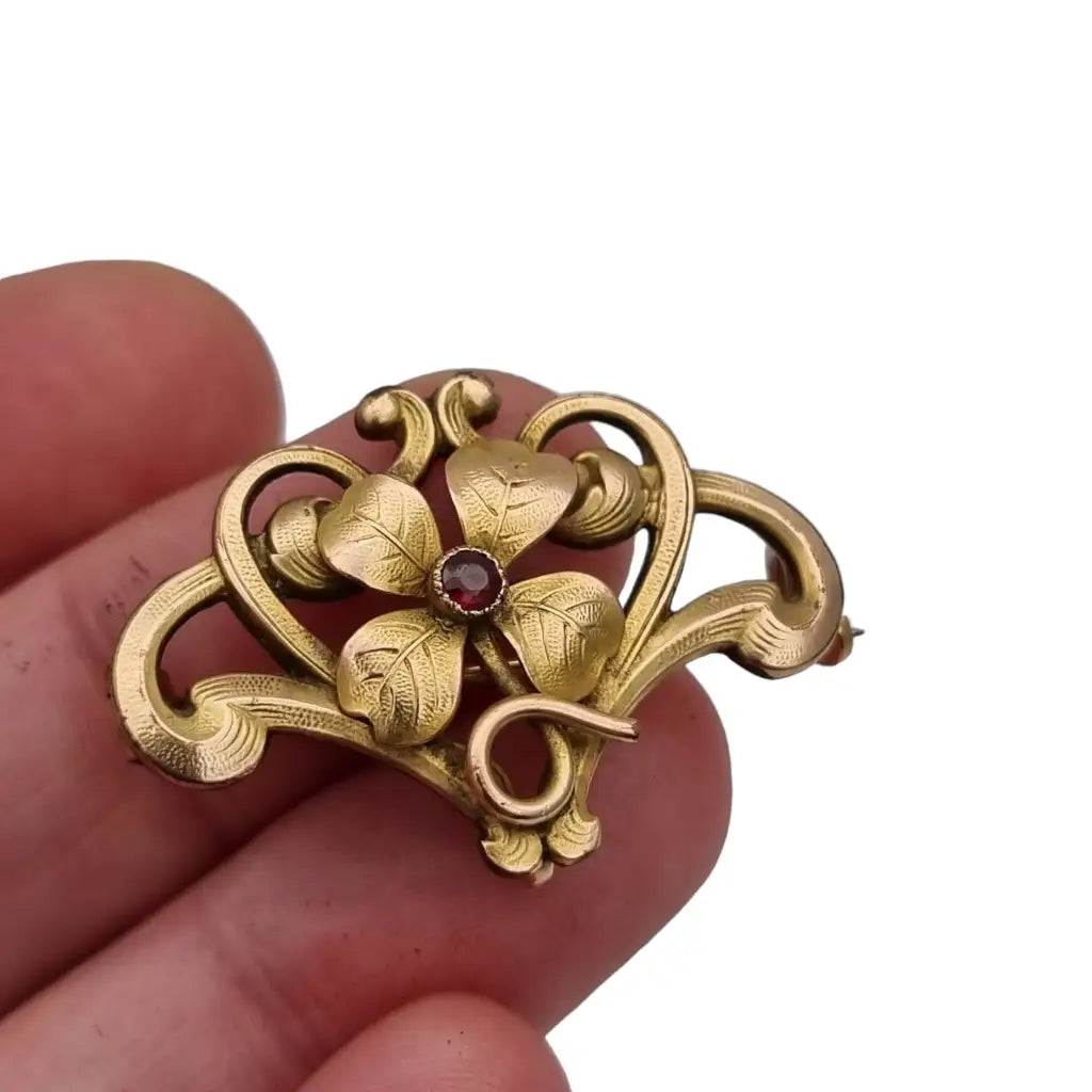 Antiguo broche francés Belle Epoque para mujer colgante de corazón flor FIX