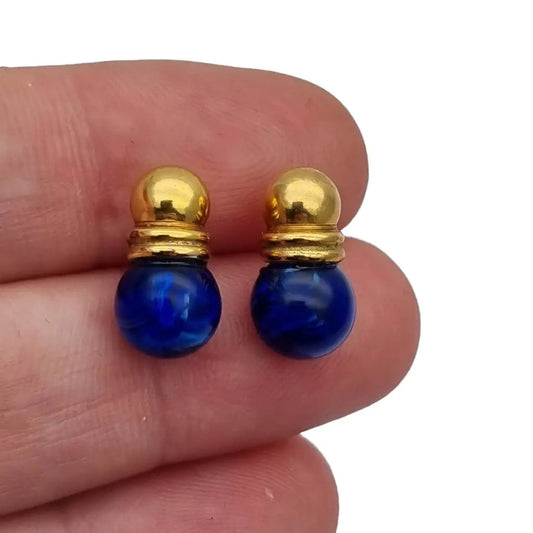 Pendientes de perlas azules y pendientes laminados en oro novedades los 80