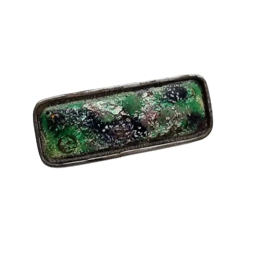 Broche de esmalte verde y plata vintage los 70 para mujer. - LaBizarreSusu