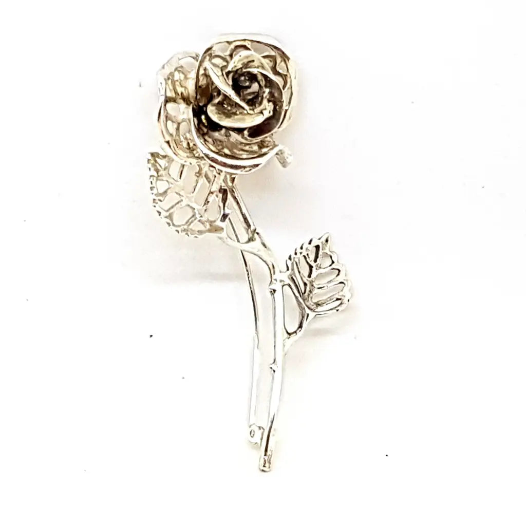 Broche de filigrana plata flor rosa decorar solapa o sombrero regalos