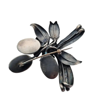 Broche grande de flor art deco vintage boda joyería pedrería azul regalo