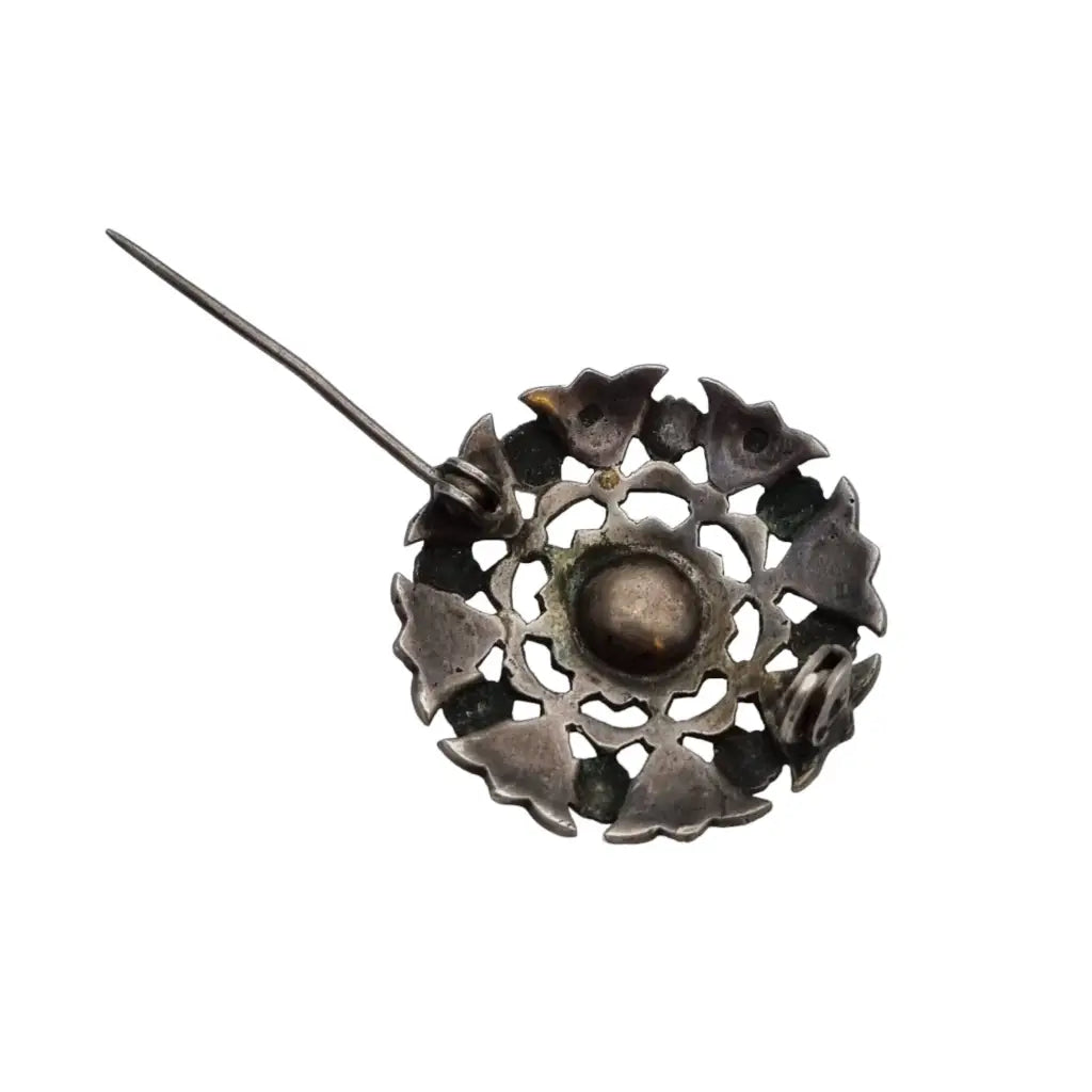 Broche plata coral Joyas vintage broche redondo mujer pin rojo