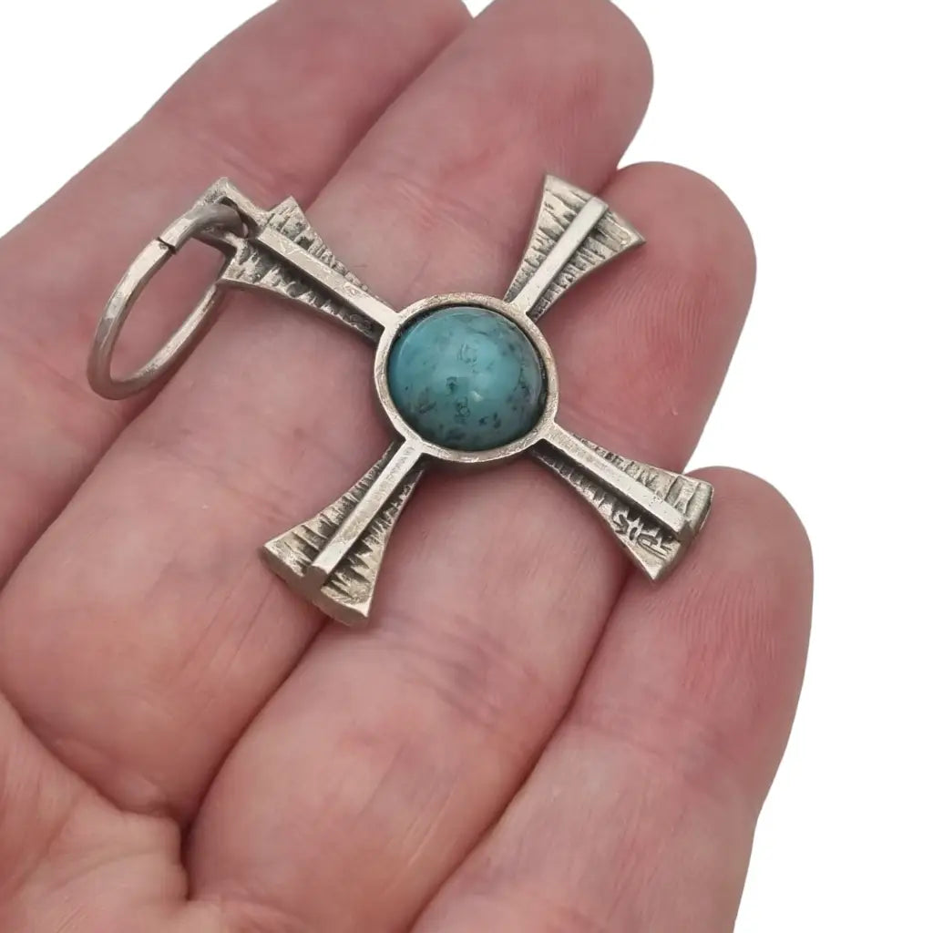 Colgante de cruz plata para mujer turquesa regalos religiosos