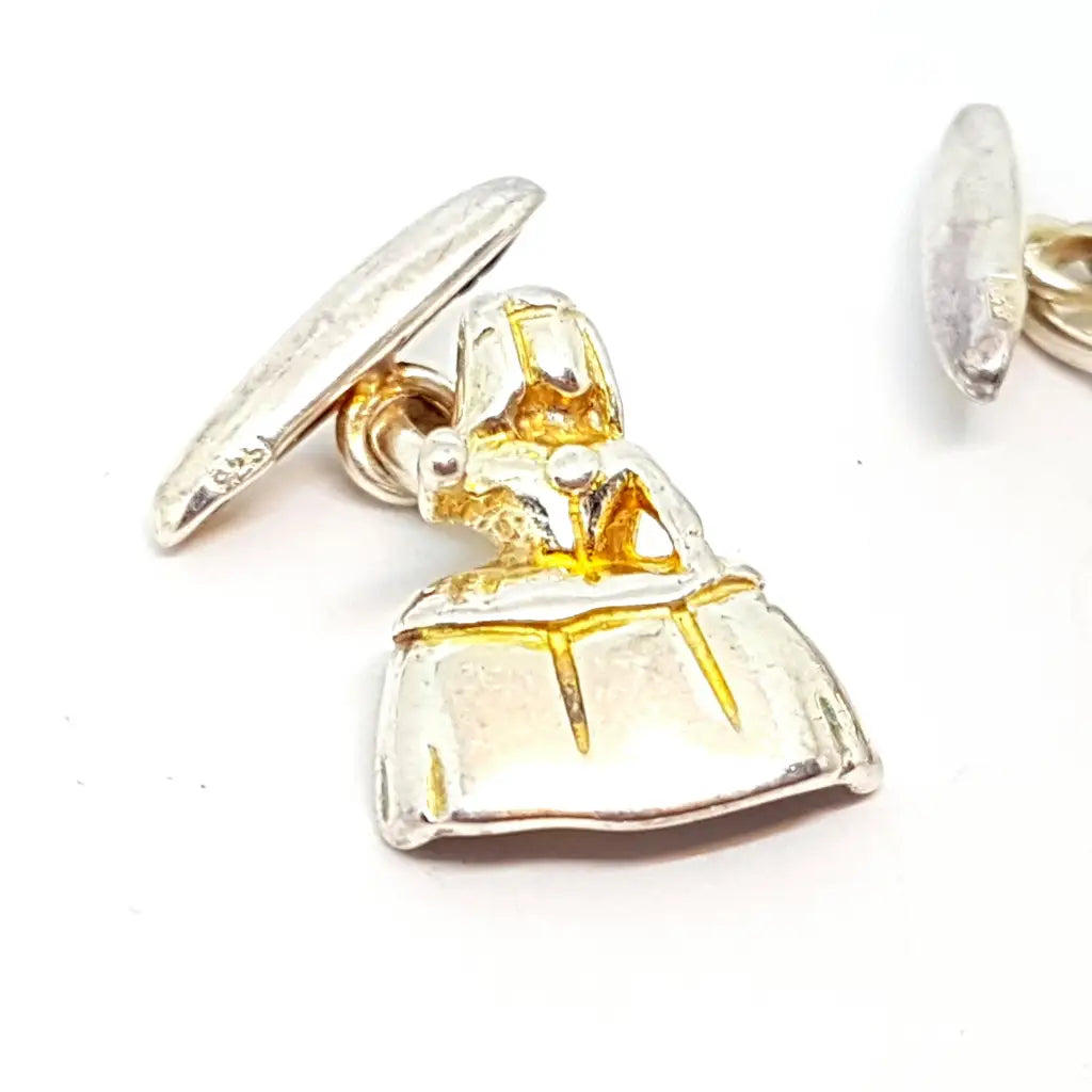 Gemelos vintage para hombre plata antigua Las Meninas Velázquez. Hacia 1990.