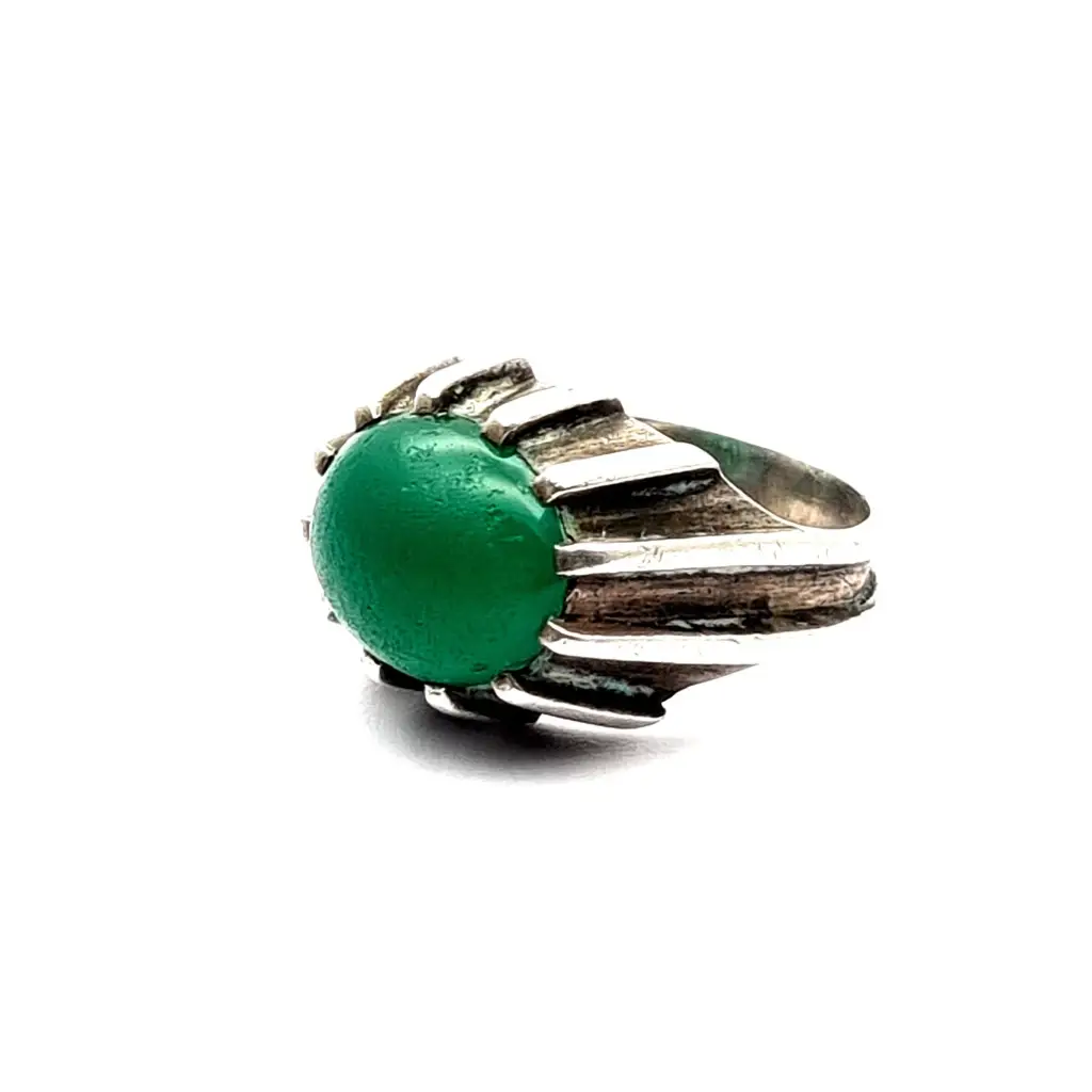 Anillo de plata vintage para mujer anillo piedra verde joyería boho regalos