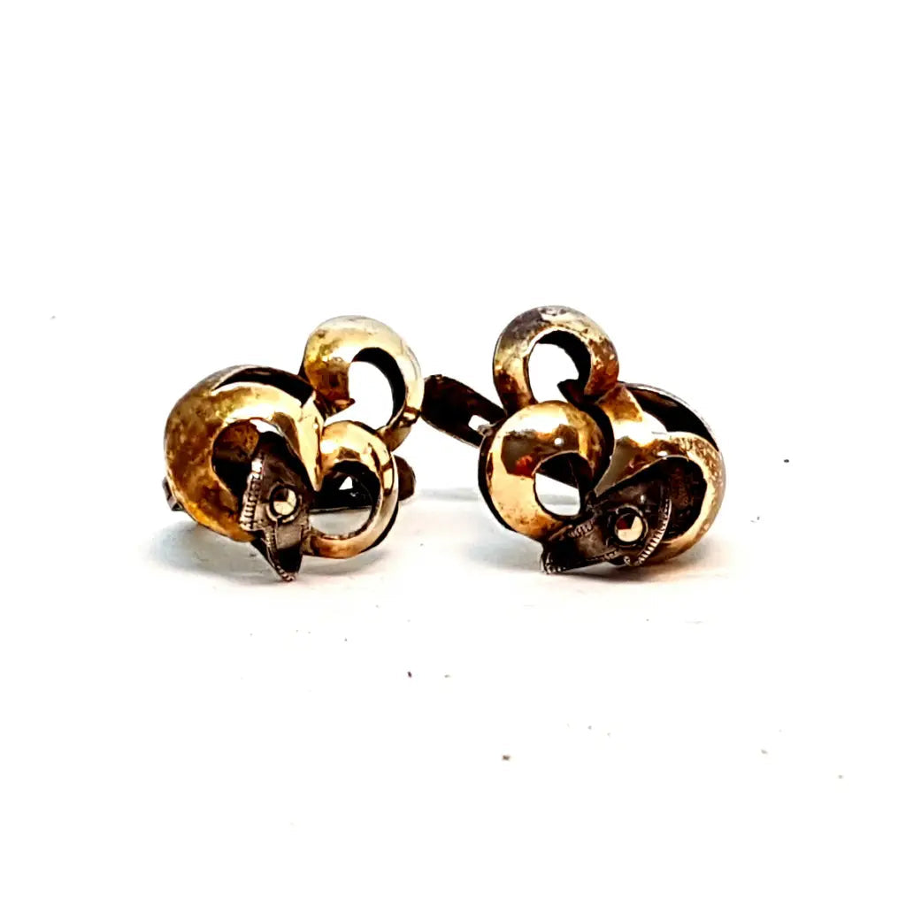Pendientes art déco de plata y oro. Circa 1940. Joyas antiguas vintage.