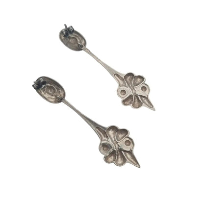 Pendientes vintage de diseño plata para mujer estilo modernista.