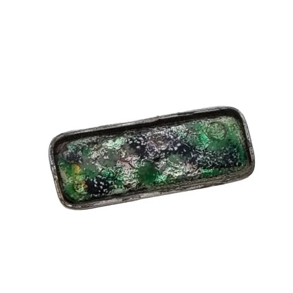 Broche de esmalte verde y plata vintage los 70 para mujer. - LaBizarreSusu