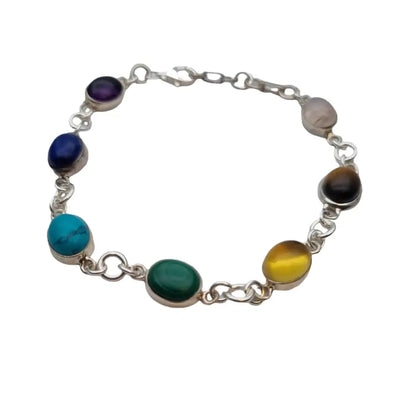 Pulsera de chakras plata con piedras naturales para mujer estilo boho Circa