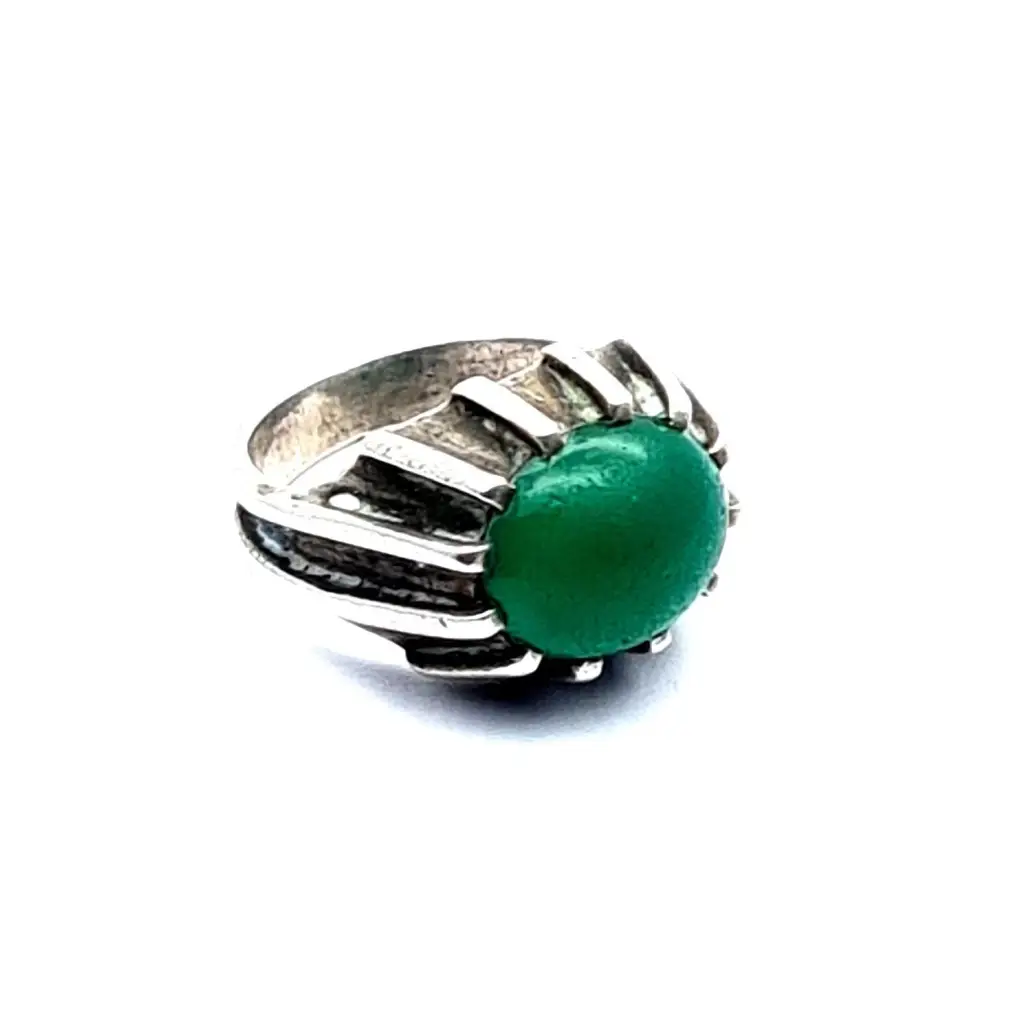 Anillo de plata vintage para mujer anillo piedra verde joyería boho regalos