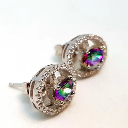 Pendientes de plata pendientes botón brillantes