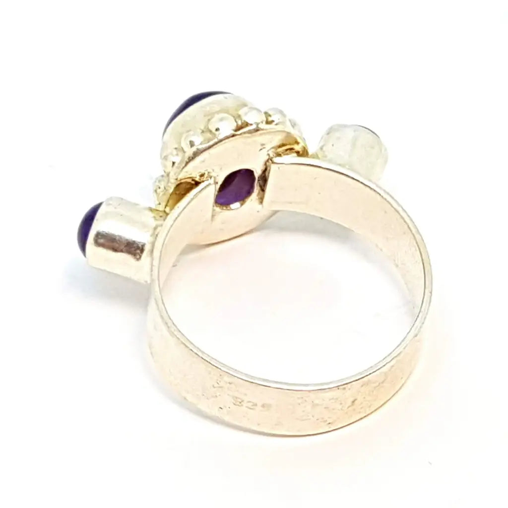 Anillo de plata boho amatista para mujer piedra morada anillo diferente regalos
