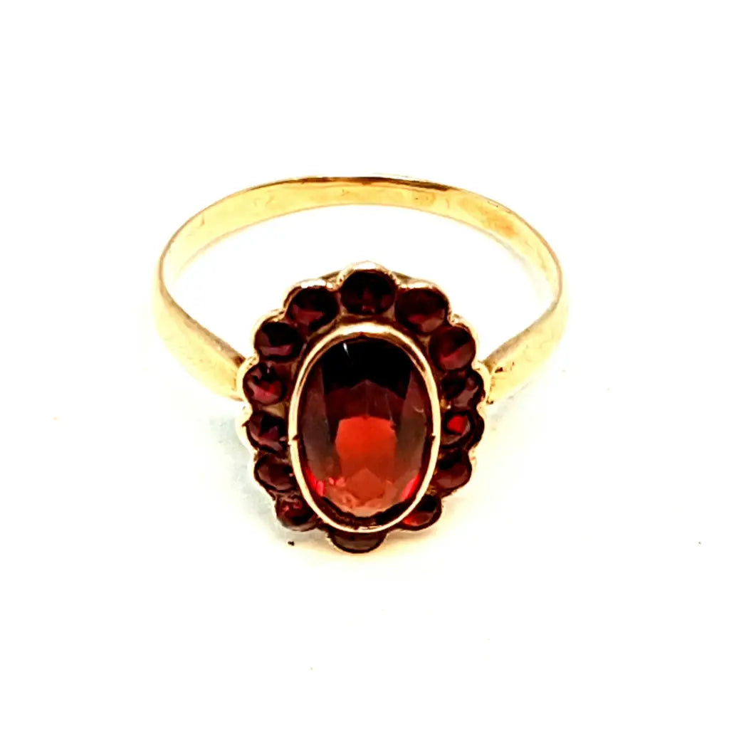 Anillo de granate rojo oro anillo 8k vintage compromiso