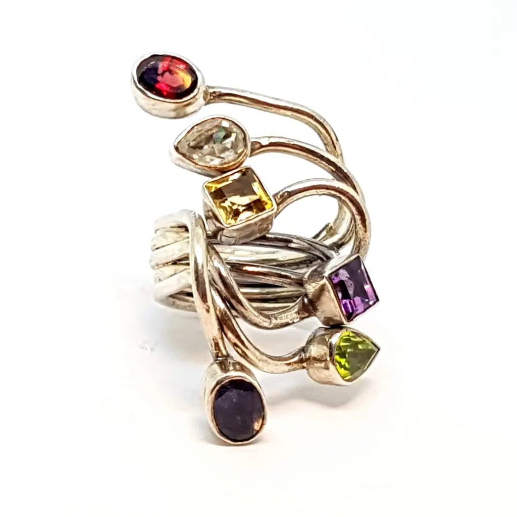 Anillos multipiedra vintage anillos de plata piedras originales regalos