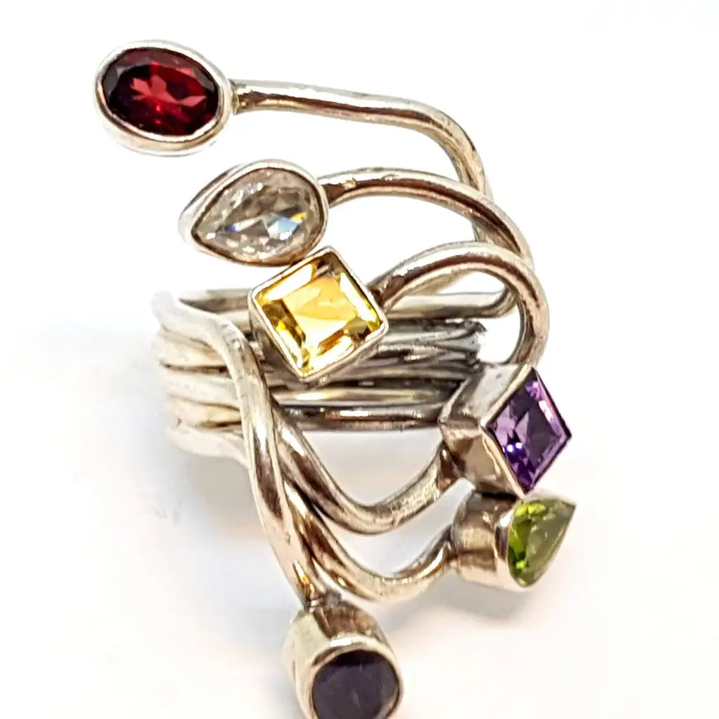 Anillos multipiedra vintage anillos de plata piedras originales regalos