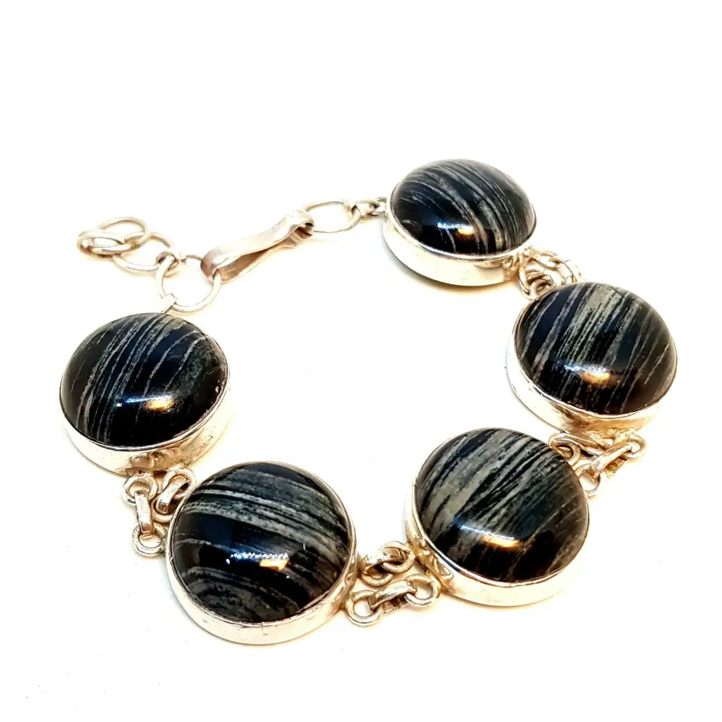 Pulsera de cuentas piedra para mujer plata pulsera azul